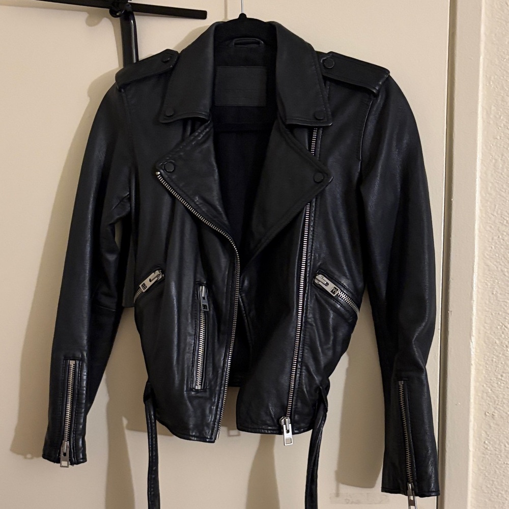 All Saints Black Leather Biker Jacket